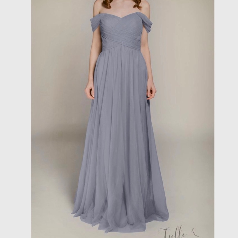 NWT Tulle & Chantilly Maxi Long Tulle Bridesmaid Dress With Straps